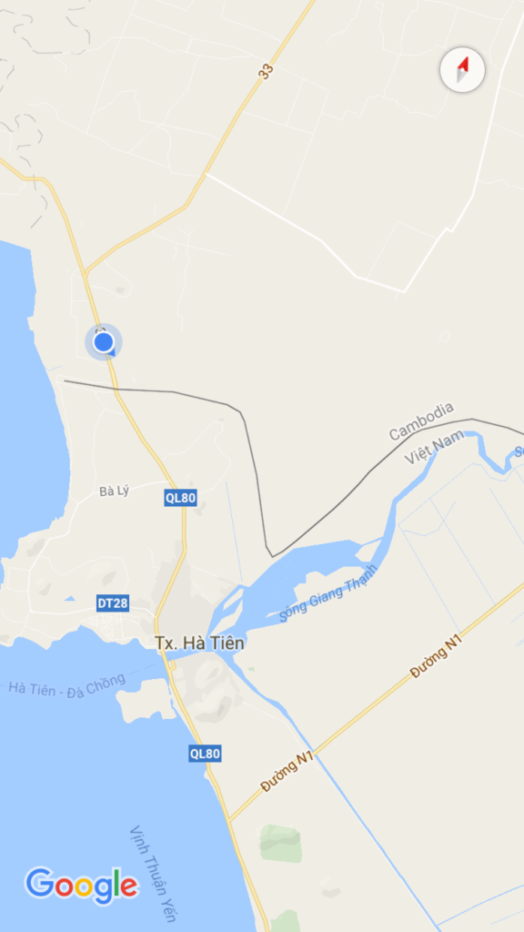 Google Map screenshot - approaching the Prek Chark Cross Border Facility in Cambodia