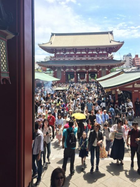 Crowds at Sensoji Temple!! It was crazy navigating the crowds. I was mostly worried about losing sight of Mamma Vora who was excited about all the street shopping and food this place had to offer.