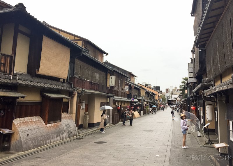 Kyoto's famous geisha district. The street is now filled with shops, restaurants and tea houses where one may spot a geisha. Unfortunately, we didn't see any. 