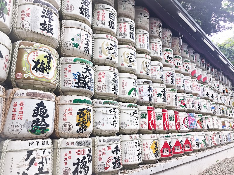 Sake barrels at Meiji Jingu Shrine