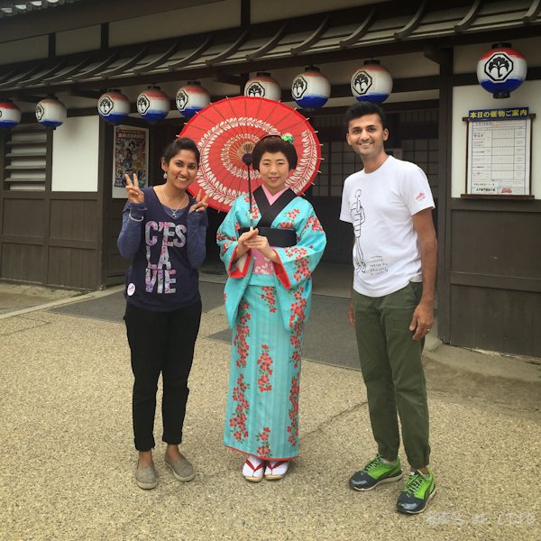 We were happy to pose with a lady dressed as a Geisha!
