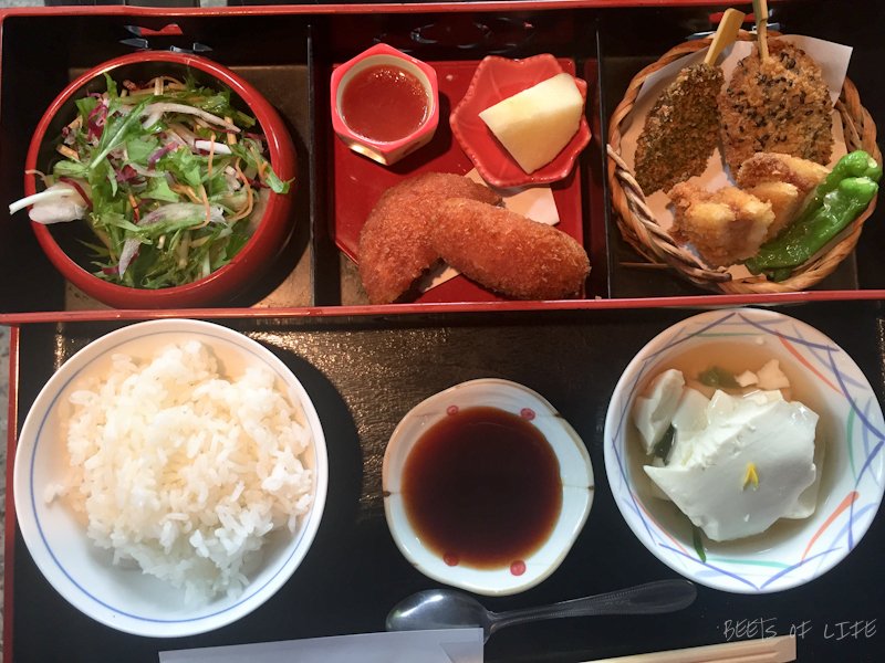 After looking high and low for a vegetarian bento box in Tokyo, Hakone and Kyoto city, we were thrilled to find it in Arashiyama!