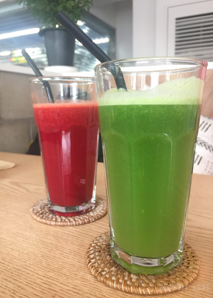 Cold-Pressed Vegetable juice at Plant Cafe in Seoul, South Korea